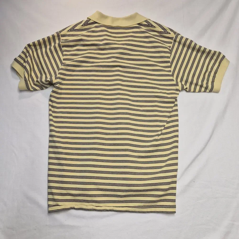 Polo By Ralph Lauren Men’s Shirt Medium Yellow Black Striped Polo 100% Cotton